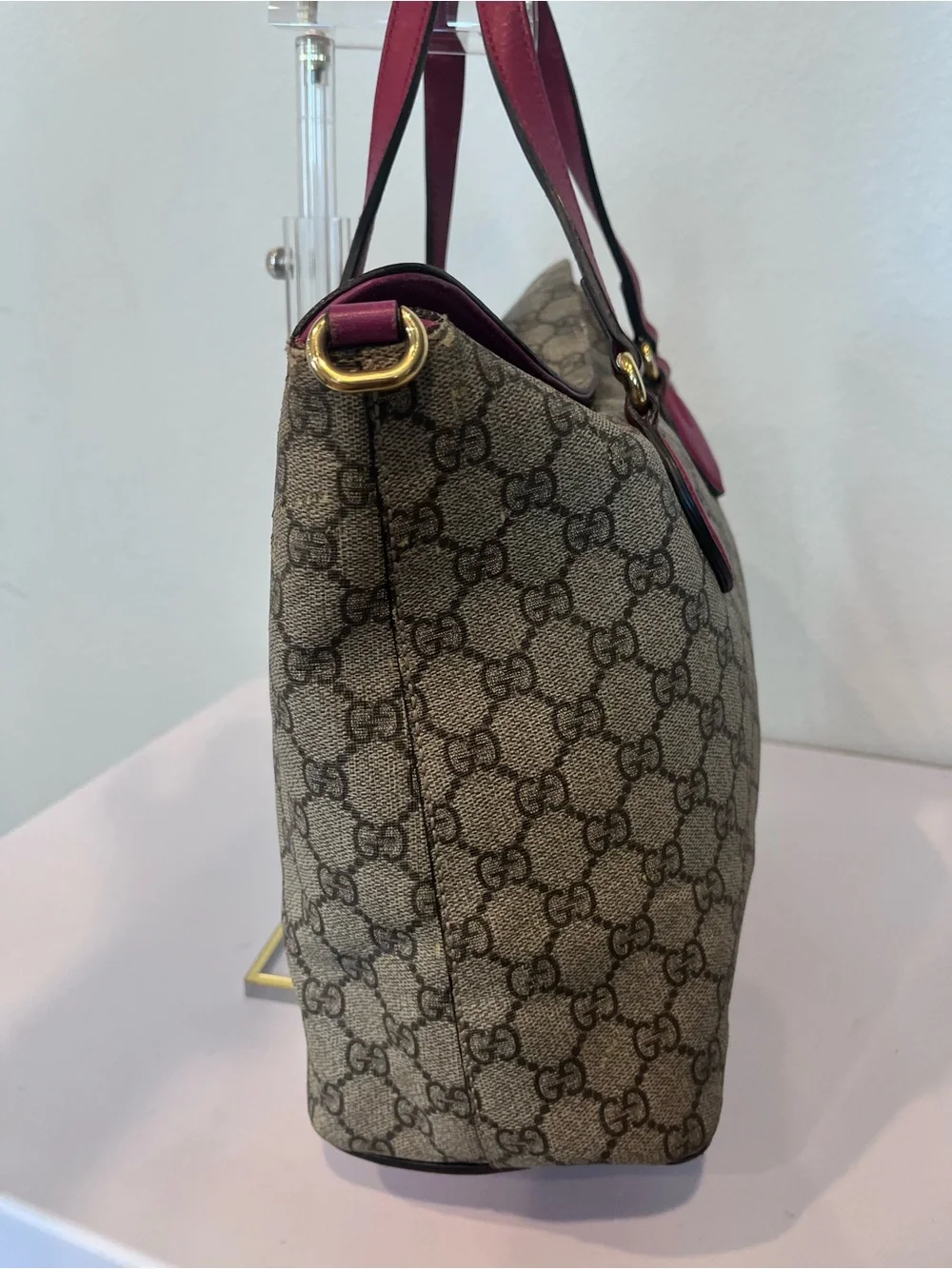 GUCCI GG SUPREME MONOGRAM LINEA A TOP HANDLE BAG.